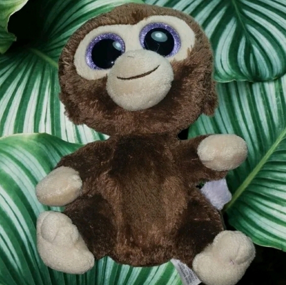 TY - Coconut The Monkey Beanie Boos Toy 6" X 4" Purple Brown Collectable Animal - Picture 1 of 3